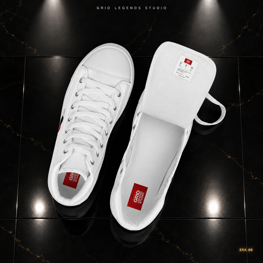 Sneakers top view mattonelle nere